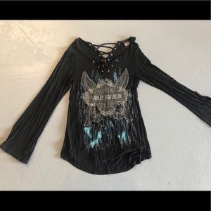 Harley Davidson long sleeve shirt w sequins